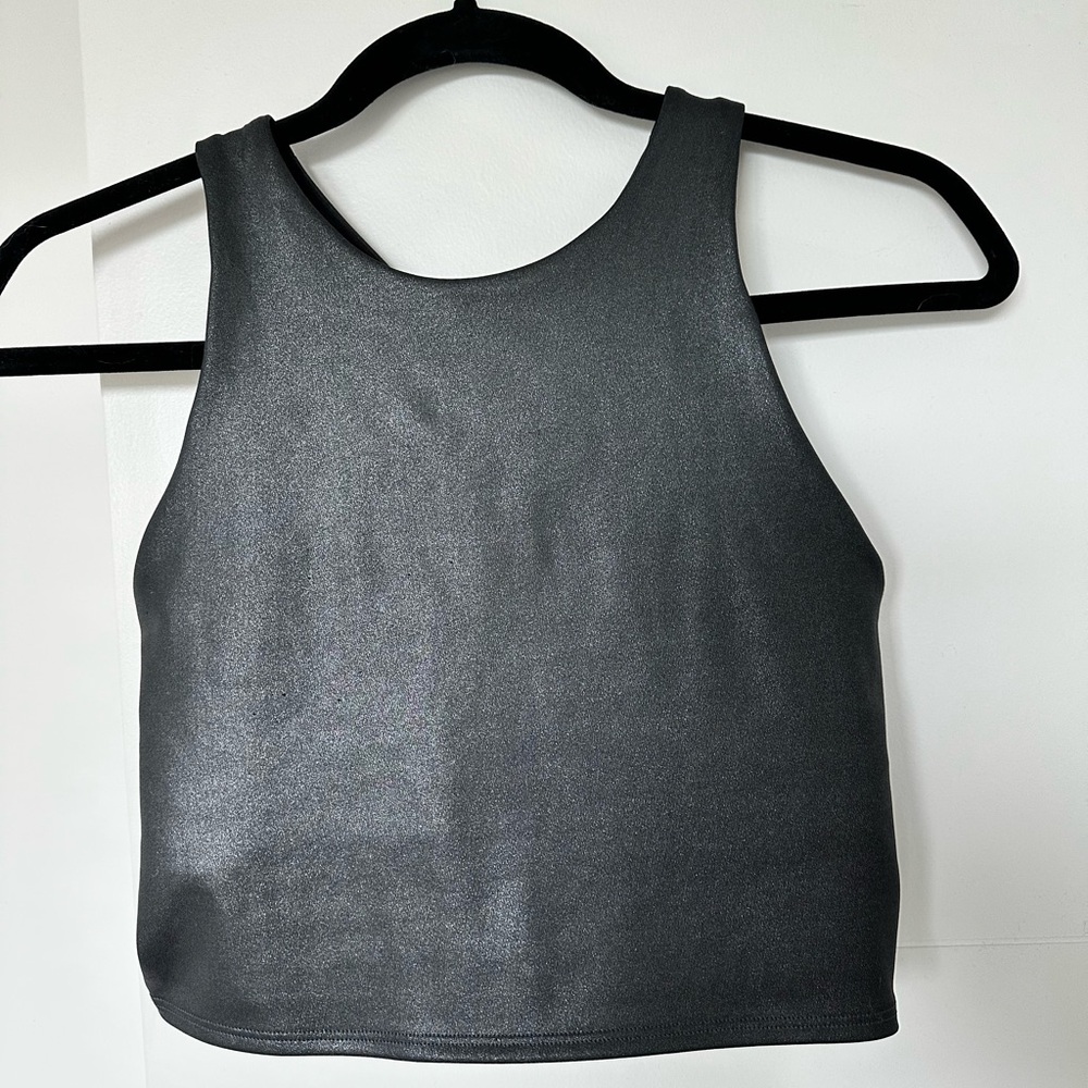Athleta Conscious Crop Bra Top Size Small in Black Shine